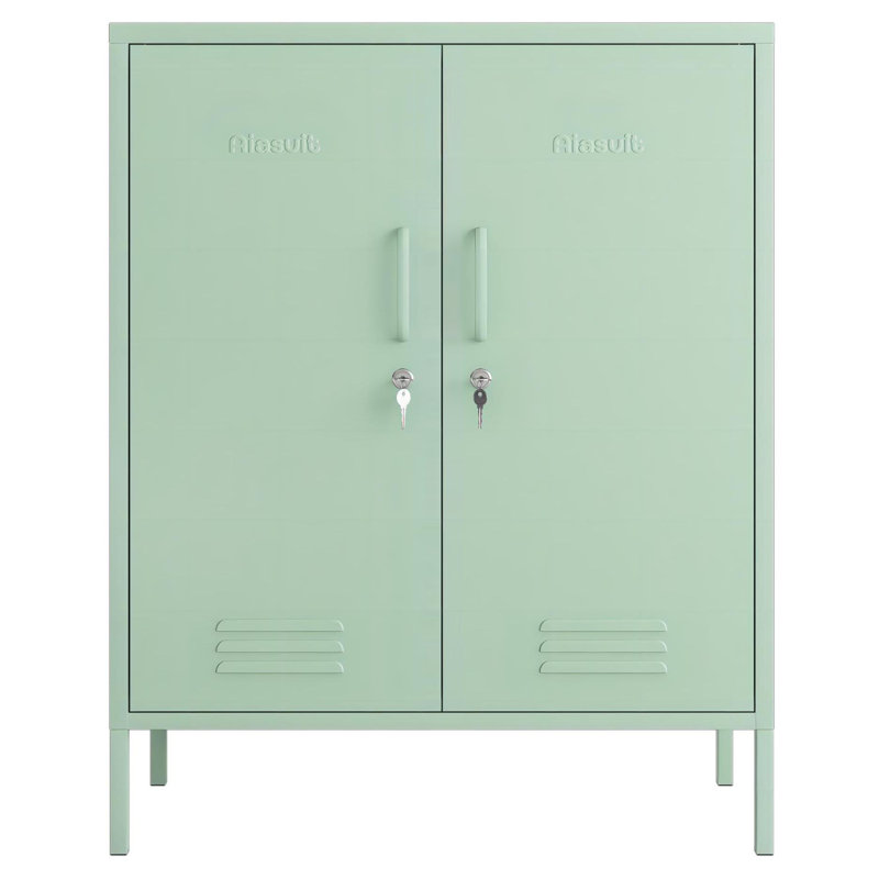 2 Door Lockable Metal Storage Cabinet, 3-Tier Heavy Duty Industrial Cabinet with Removable Shelves, Easy Assembly Multi-Purpose Storage for Home Office