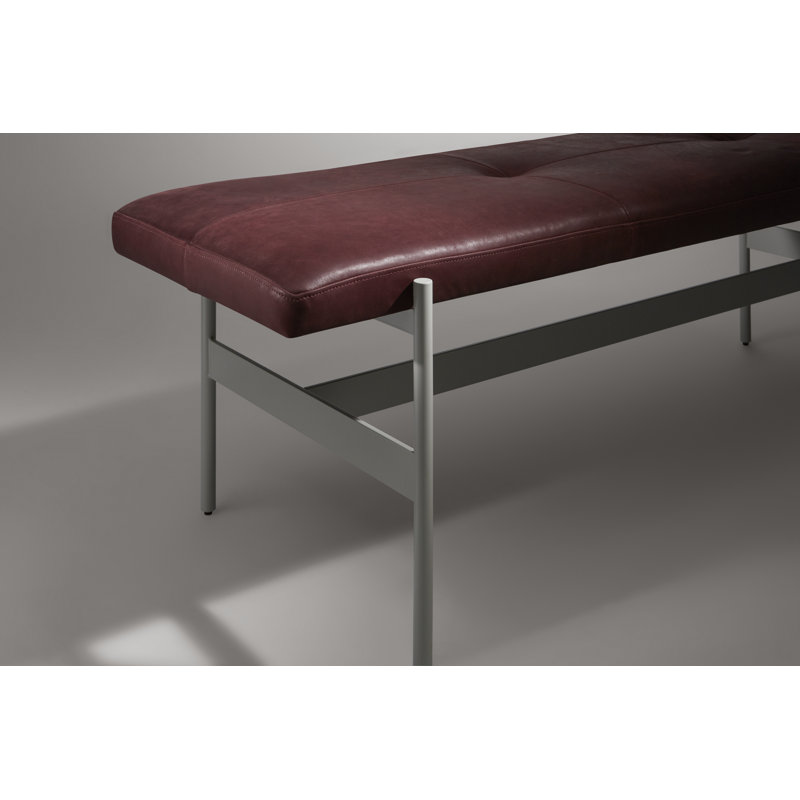 Daybench Genuine Leather Upholstered Bench, Putty, Oxblood, 17" H x 55" W x 14" D