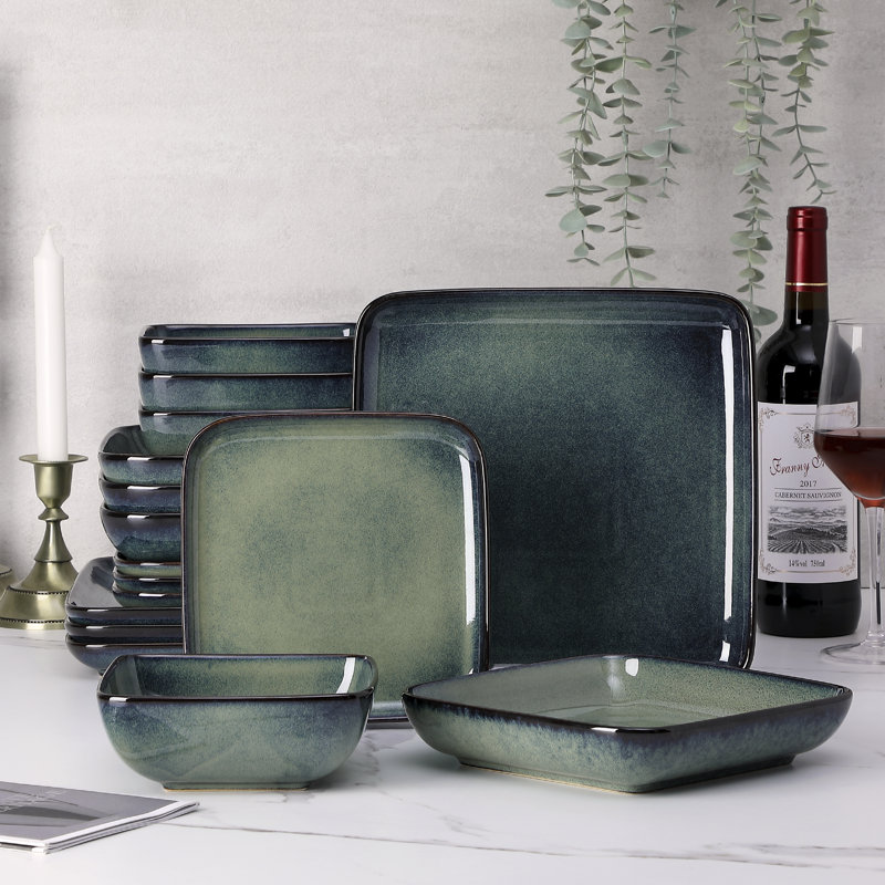 Stoneware Dinnerware - Set of 16, Green