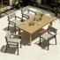 Ensemble de salle à manger, table de patio et chaises avec coussins pour 4 personnes en aluminium