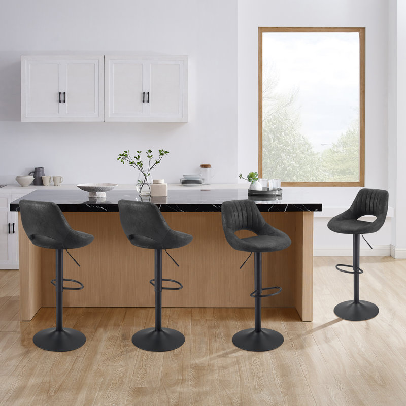 Licon Height Adjustable Swivel Bar Stool, Black