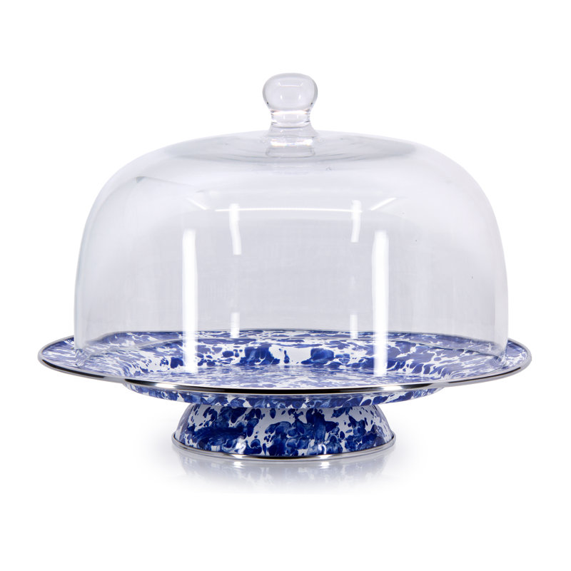 Solid Enamelware Cake Stand, Solid White Textured
