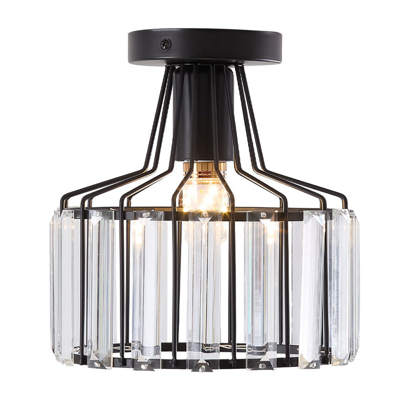 Crystal Semi Flush Mount, Matte Black