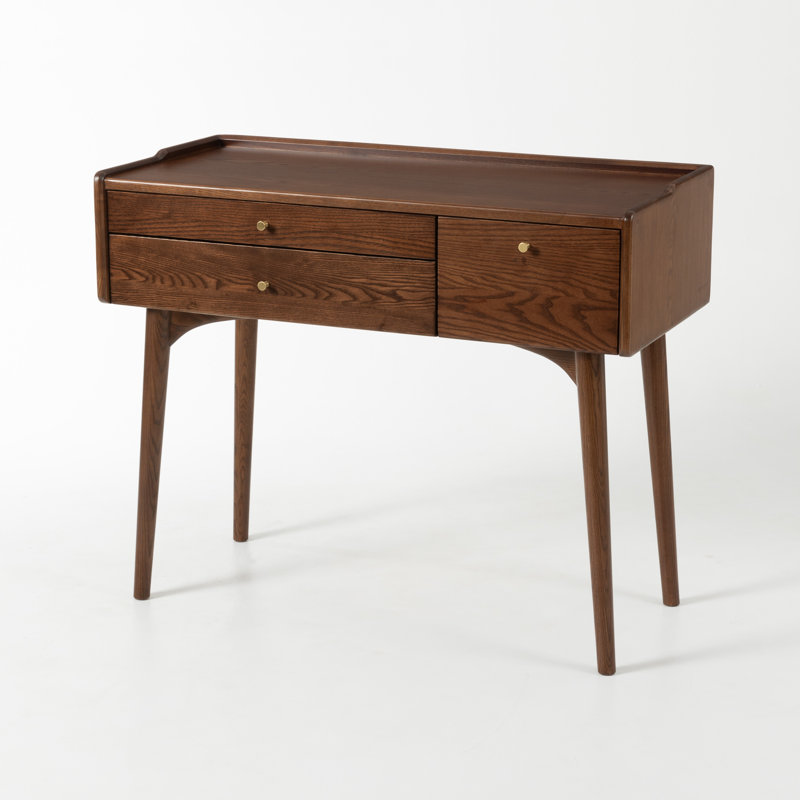 Meuble-lavabo en frêne massif 39,4 po avec 3 tiroirs, L 39,4 po, Brown-stained Ash, Non