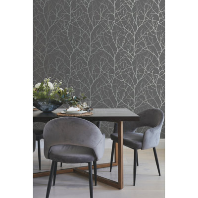 Trees Silhouette Floral Roll