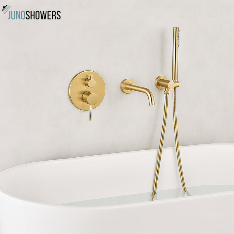 Juno 360° Rotation Shower Faucet – Gold Finish with Dual Handles