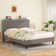 Calil Bed Frame with LED and Charging Station, Upholstered Platform with Adjustable Headboard