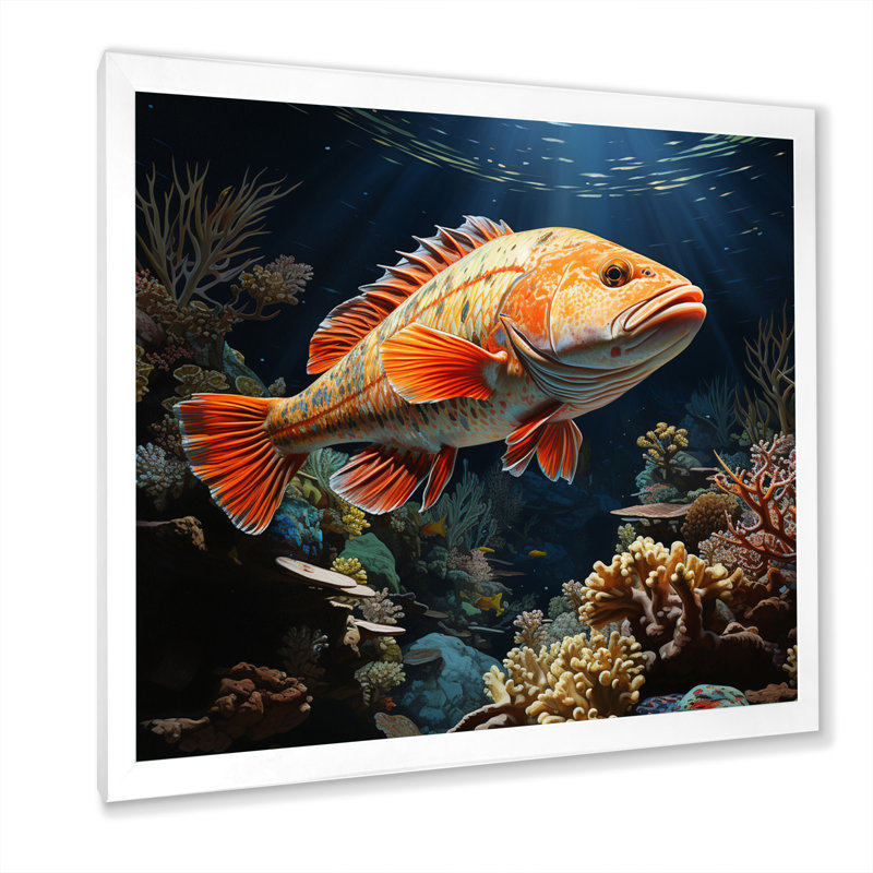 Aquariums Majestic Marine Pointillism - impression sur toile tendue, H 36 po x l 36 po x P 1,5 po, Cadre simple blanc