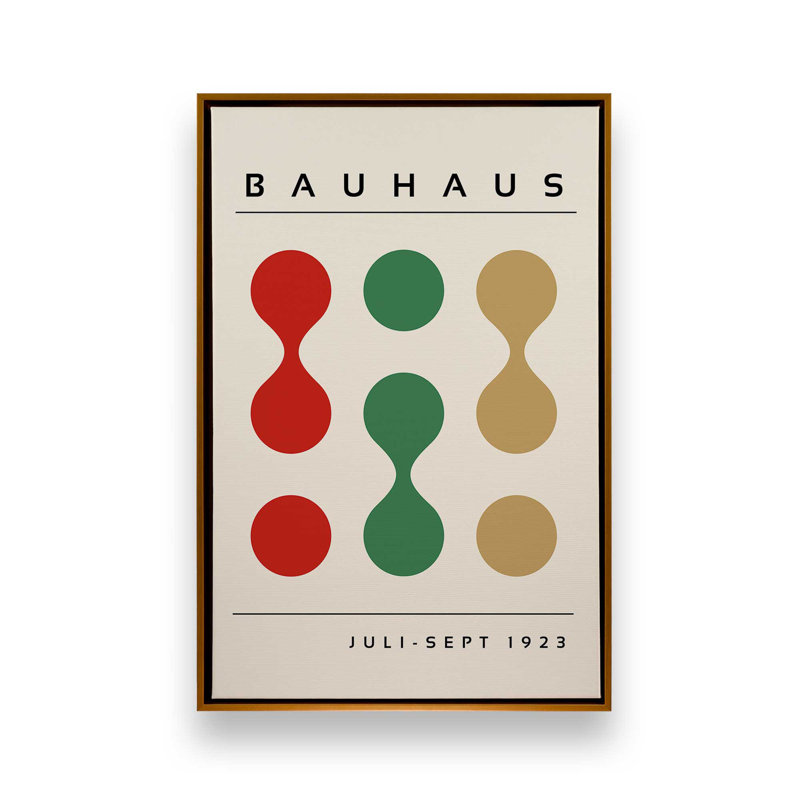 «Bauhaus Shapes», reproduction réinventée sur toile, Cadre flottant doré, H 18,75 po x l 12,75 po