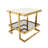 Atli Modern 24" Accent Table with Marble-Look Top, Glass Shelf & Gold Metal Geometric Frame for Living Room or Bedroom-3597221