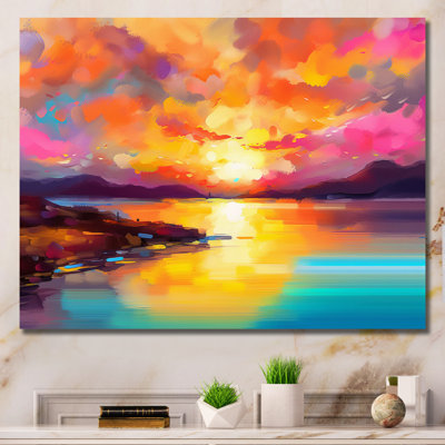 Sunset With Colorful Reflections II - Coastal Sunset Canvas Print