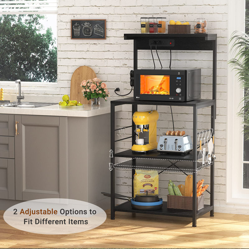 Étagère de boulanger standard en acier inoxydable de 22,4 po avec compatibilité micro-ondes, Noir