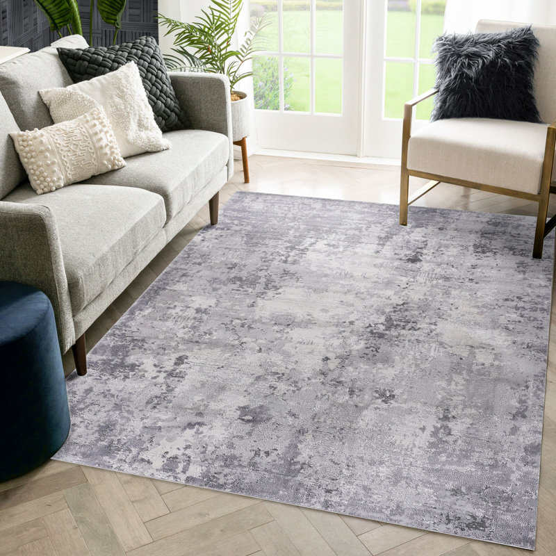 Naar Marfi Area Rugs, Light Grey/Abstract Accent Power Loom Machine -Crafted Rug, Rectangle 6'7" x 9'