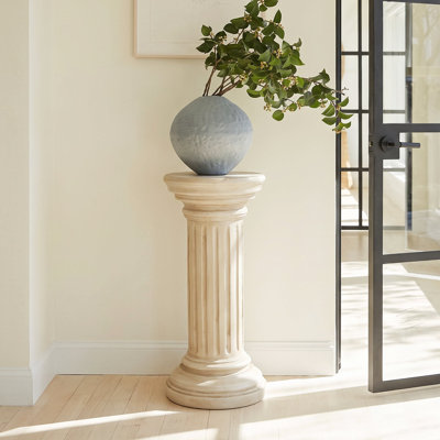 Sayer Classic MGO Pedestal Plant Stand with Fluted Column and Distressed Antique Finish