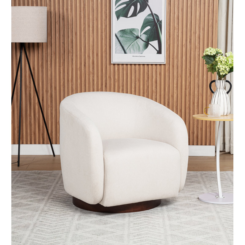 Upholstered Swivel Barrel Chair, Beige