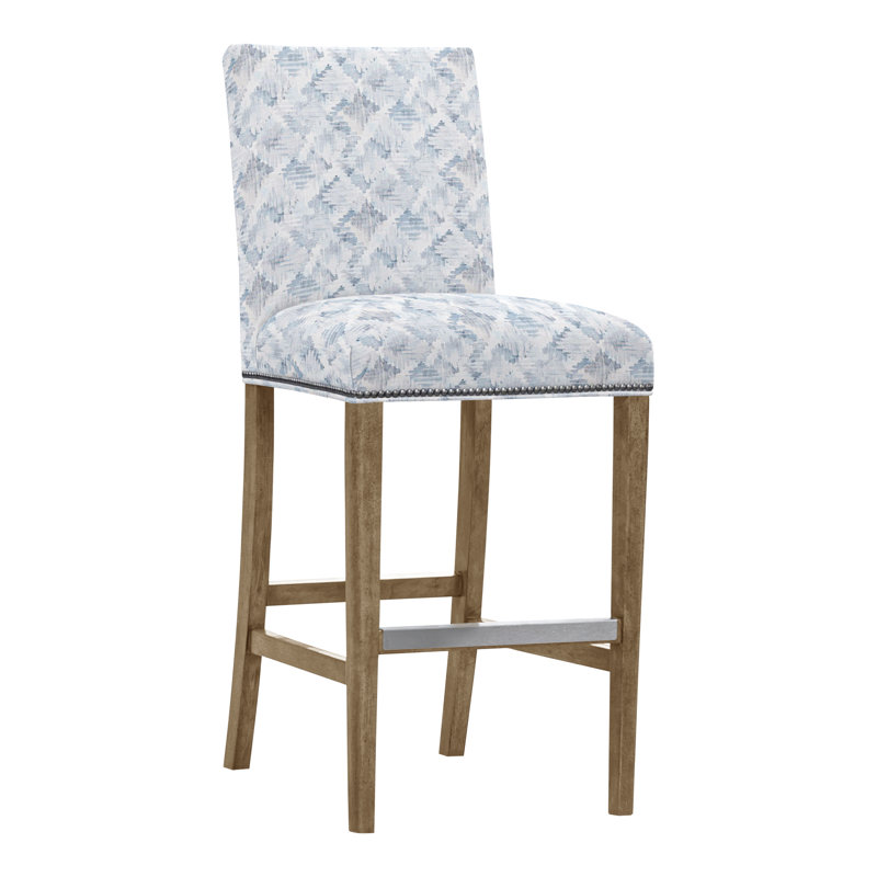 Gin Fizz Upholstered Stool with Solid Wood Frame, Yes, Tarbee Dove, Hampton