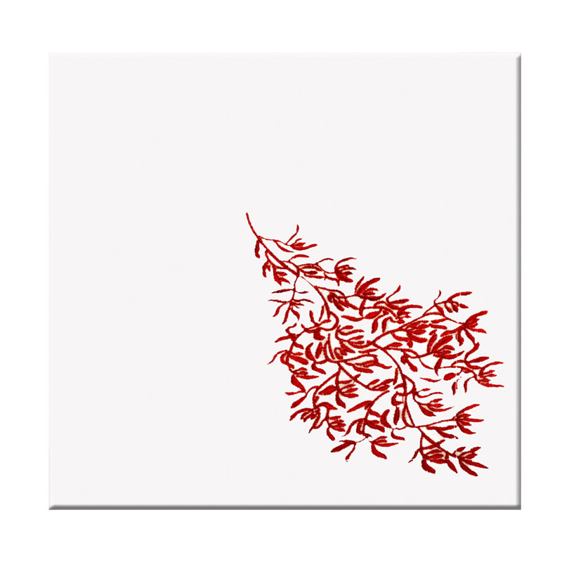 Leaves Linen Napkin, White/Red
