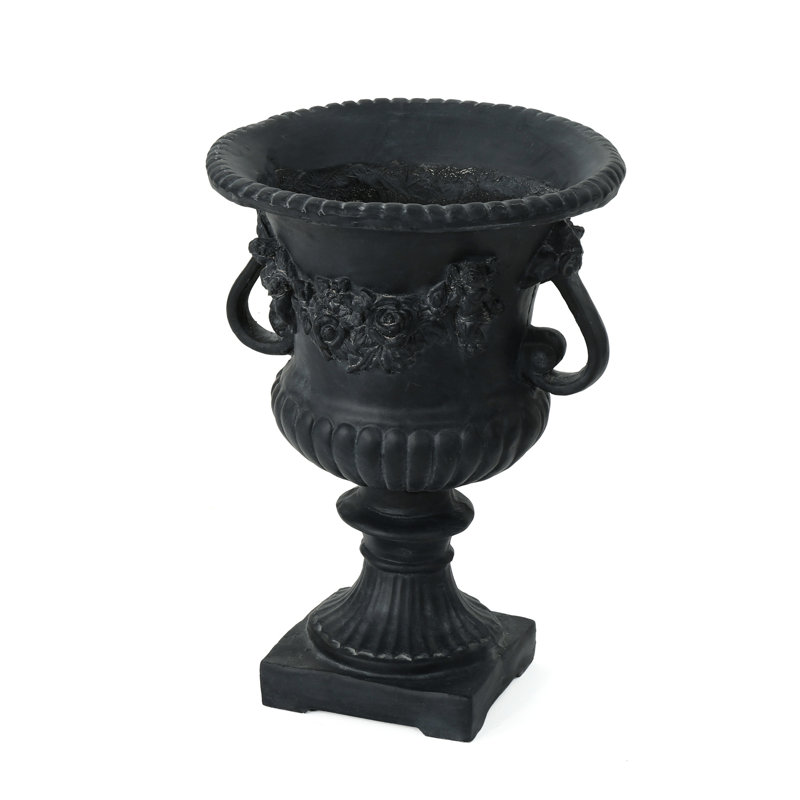 Urn Planter With Magnesium Oxide - Antique Black, No Assembly Required, 17.3X24x17.3 Black 17.3" X 24" 17.3", Patio, Black
