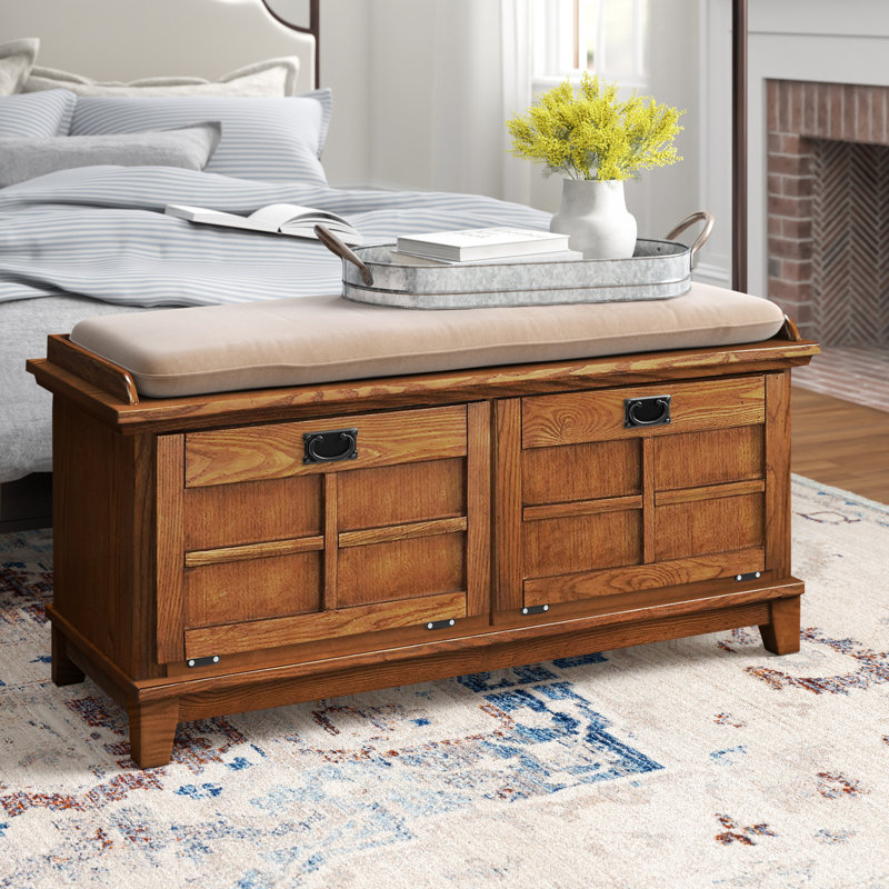 Banc de rangement avec armoires en bois massif Almendra, Chêne