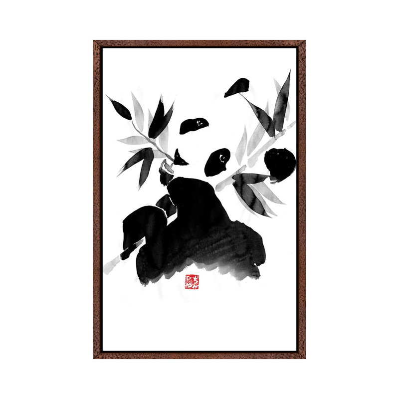 Panda by Péchane - Print on Canvas, Classic Brown Wood Framed, 152.5 cm H x 101.5 cm W