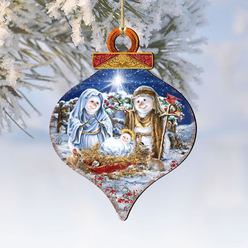 Ornement en bois «Snow Family Nativité» par Gelsinger