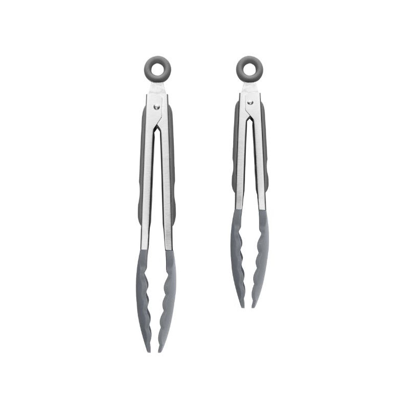 Stainless Steel Silicone Grip Tongs - Set of 2