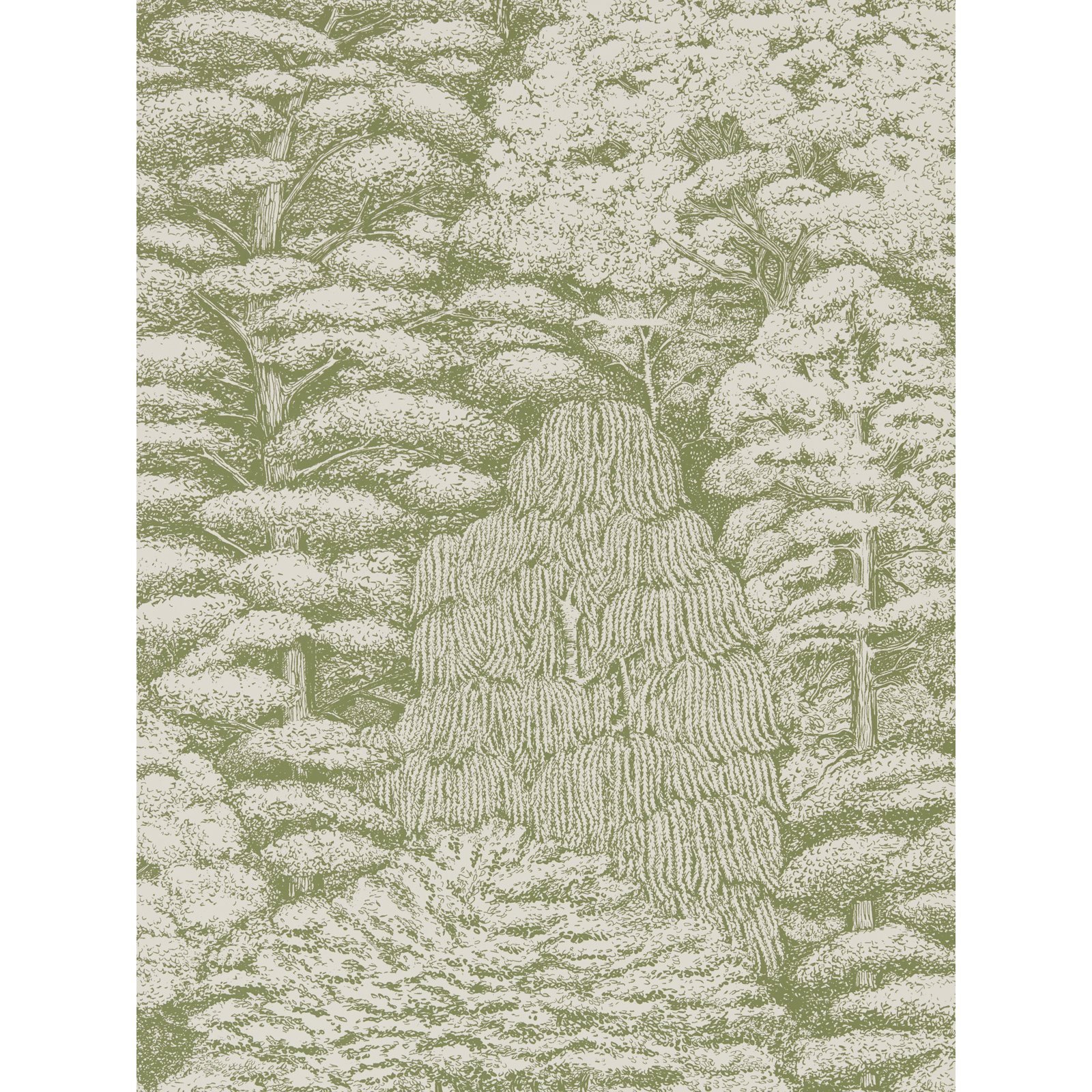 Woodland Walk Wallpaper Roll, Cream/Green