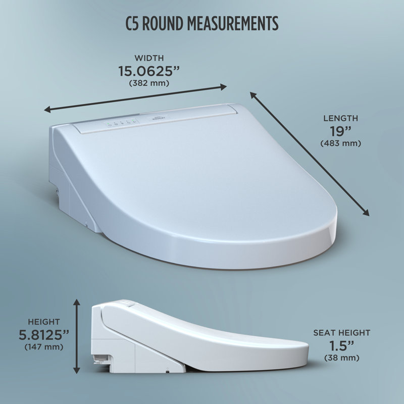 TOTO® WASHLET® C5 Electronic Bidet Toilet Seat with PREMIST and EWATER+ Wand Cleaning, Round, Cotton White