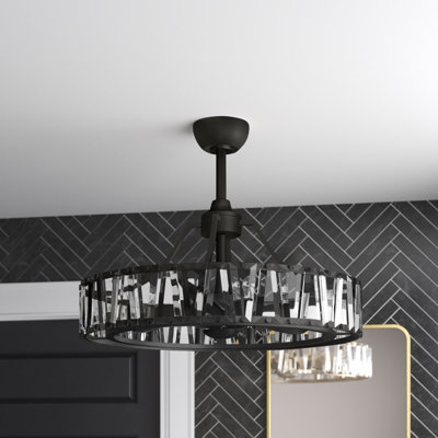 Ventilateur de plafond lustre intelligent à 3 pales de 29 po avec télécommande et ensemble d'éclairage Arana