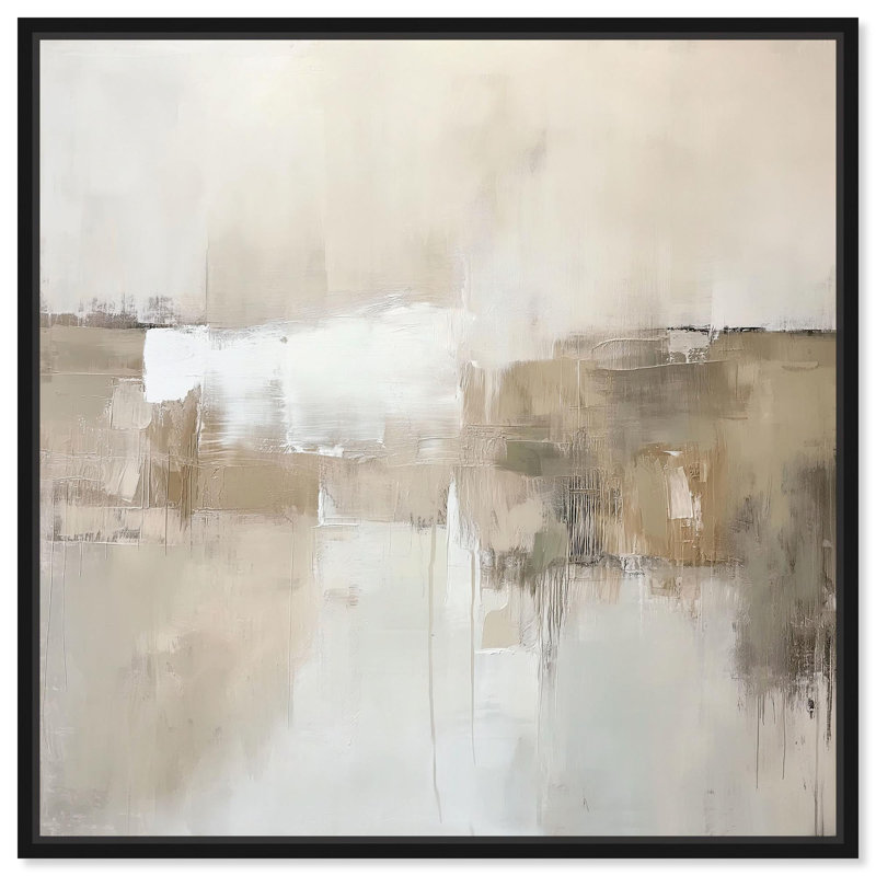 «Windswept Reverie I», toile minimaliste abstraite par Art Remedy, H 13 po x l 13 po x P 1,8 po, Cadre flottant noir