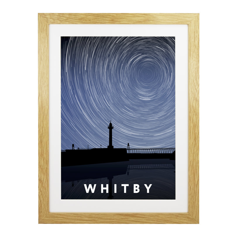 'Whitby Night Timelapse' by Richard O'Neil - Print, Oak Wood Frame, 43.5 cm H x 33.5 cm W x 2.2 cm D