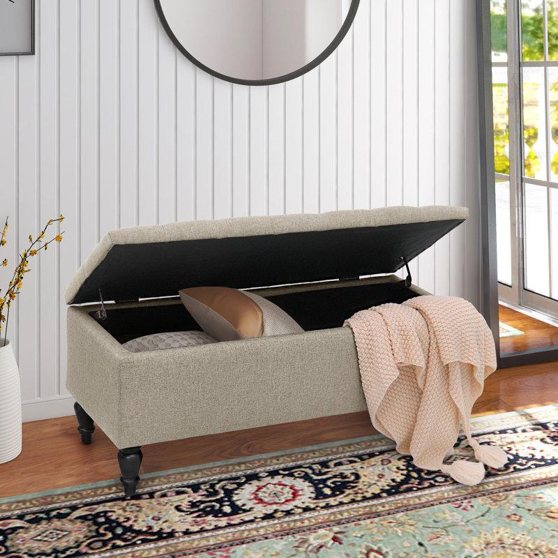 Banc de rangement à couvercle rabattable Aireen, Beige