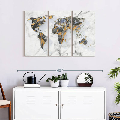 Carte du monde géo-marbre 3 pièces