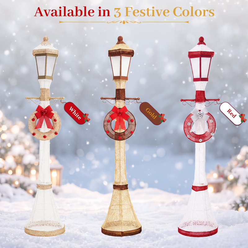 Lampadaire de Noël 72 po avec lampadaire extérieur lumineux et résistant aux intempéries, Red