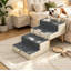 Marche-pieds convertibles gris pâle pour animaux de compagnie, rampe pliable en bois et PVC pour chiens, escalier d'intérieur antidérapant pour chiots et chats