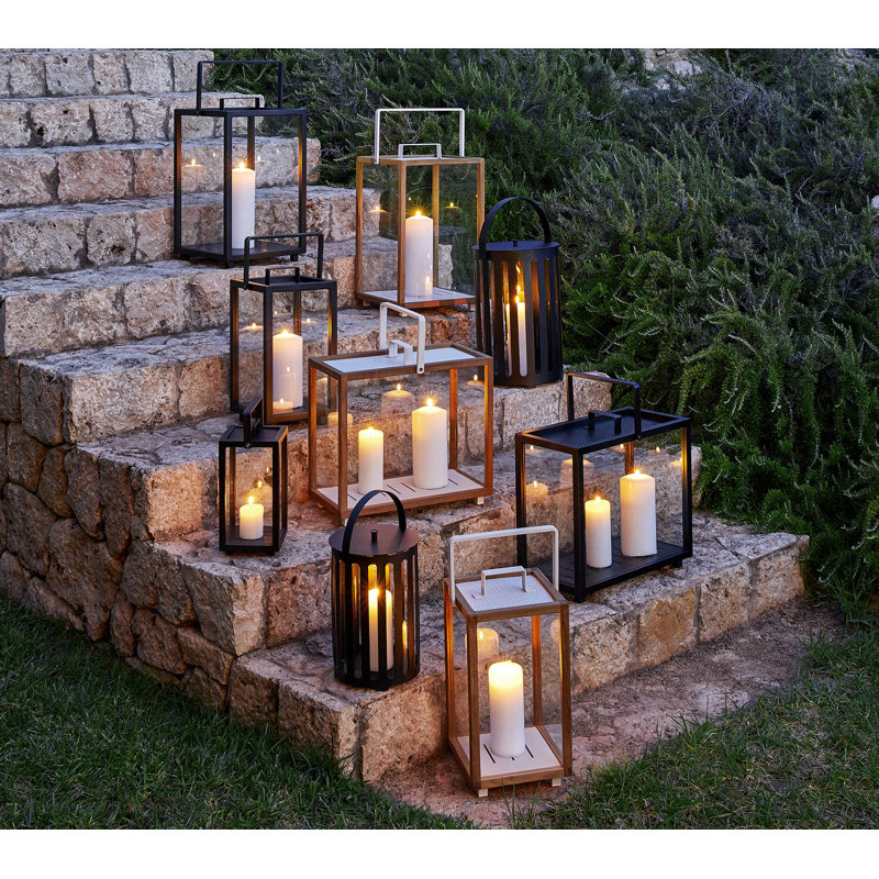 Lighthouse Aluminum/Glass Floor Lantern, Lava Gray, 21.3" H x 13" W x 13" D