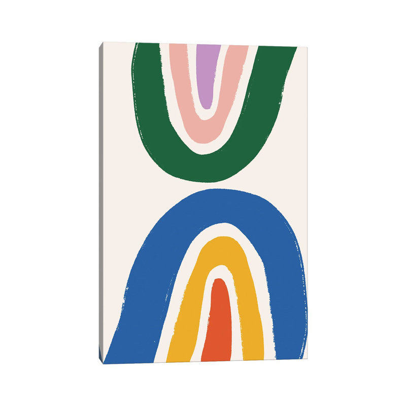Double arc-en-ciel-impression d’art, Pas de tapis, H 48 po x l 32 po x P 1,5 po, Toile tendue