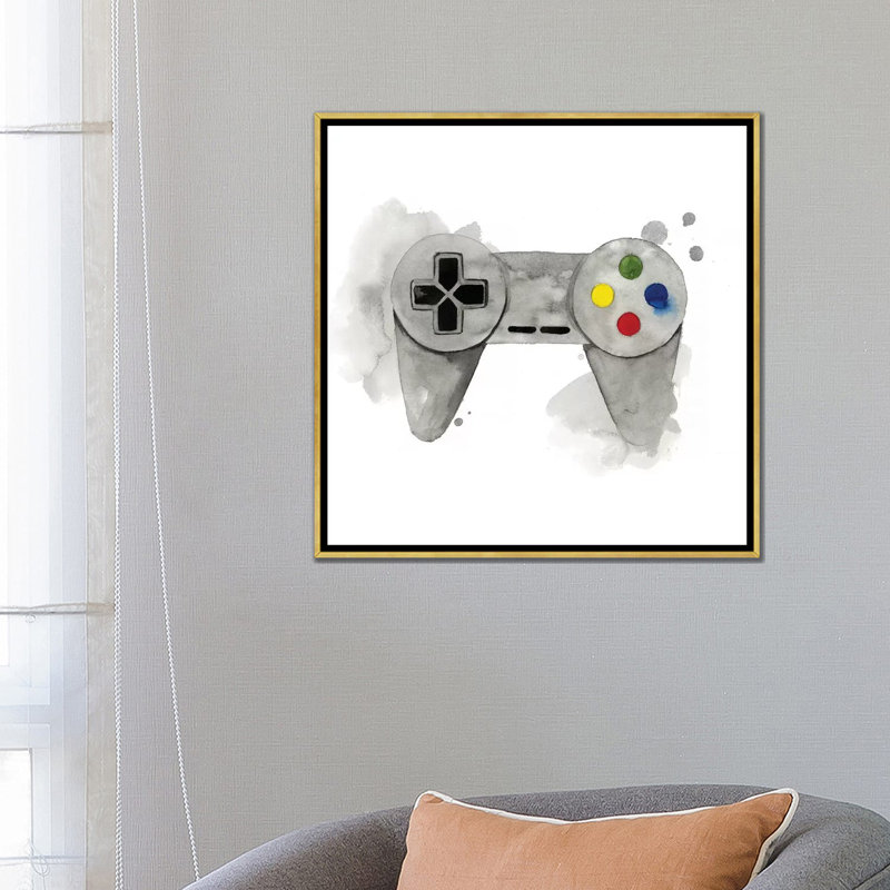 « Gamer III » par Grace Popp-impression d’art graphique, Pas de tapis, Toile encadrée d'or, H 26 po x l 26 po x P 1,5 po