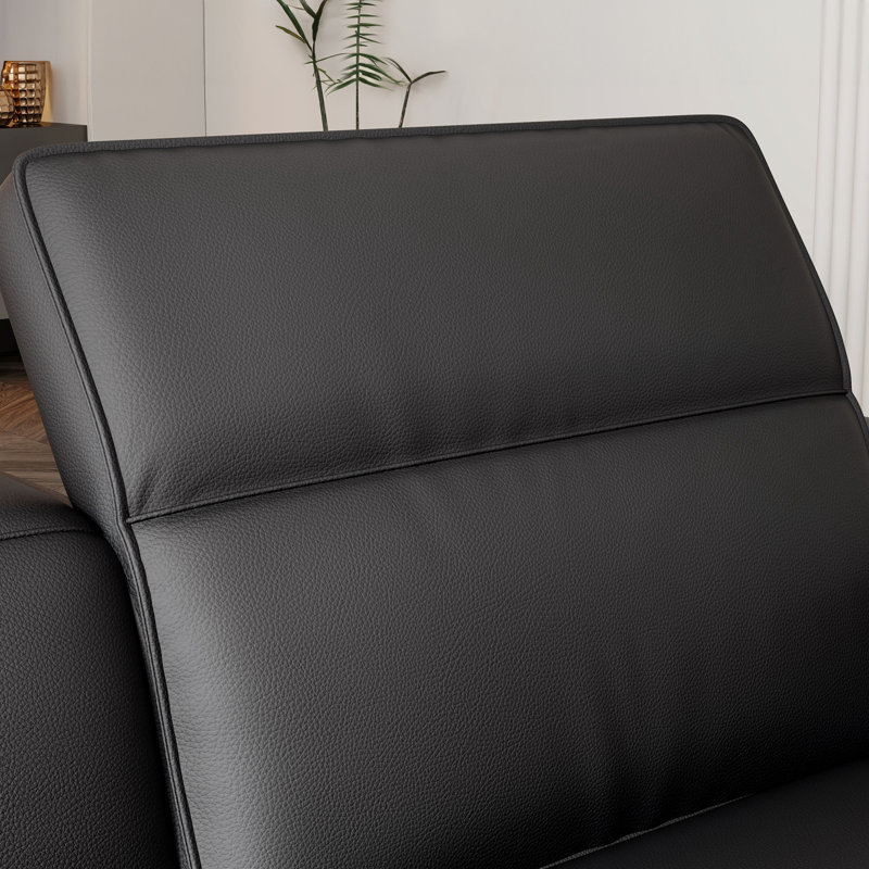 Canapé inclinable en cuir Valentina, Polyuréthane noir