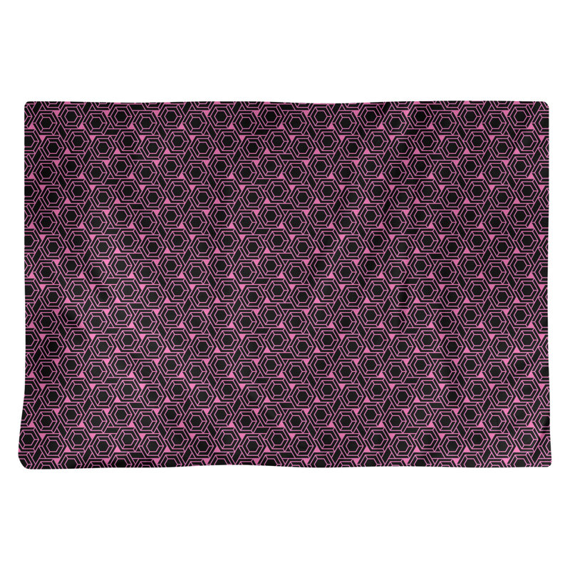 Napperon alternant en treillis hexagonal de 18 po en coton, Rose / Noir