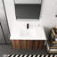 Meuble-lavabo moderne de 36 pouces avec lavabo, porte à fermeture en douceur, 2 portes, noyer, beaucoup de rangement pour les tâches quotidiennes et l'espace de réception