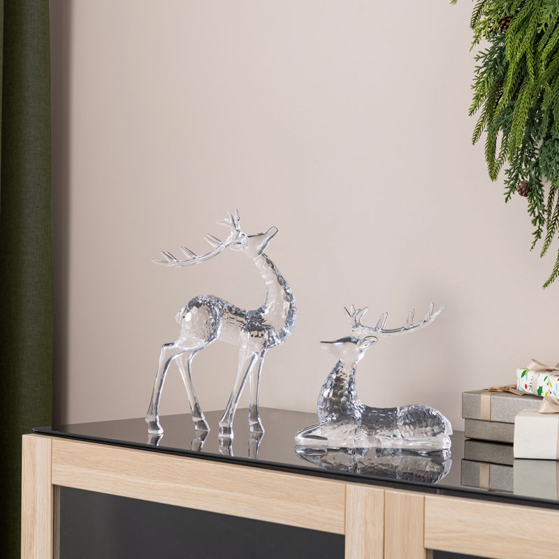 Ensemble de 2 décorations de table de Noël renne en acrylique