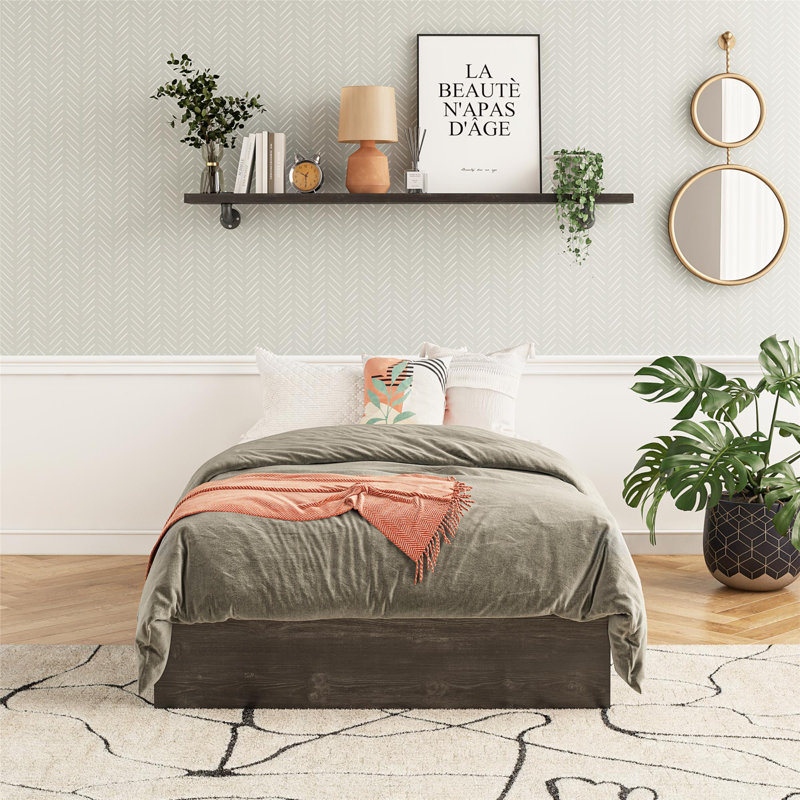 DreamSaver Set Platform Bed Frame + Mattress Included, Twin Size Platform Bed and 6-Inch Mattress Set, Black