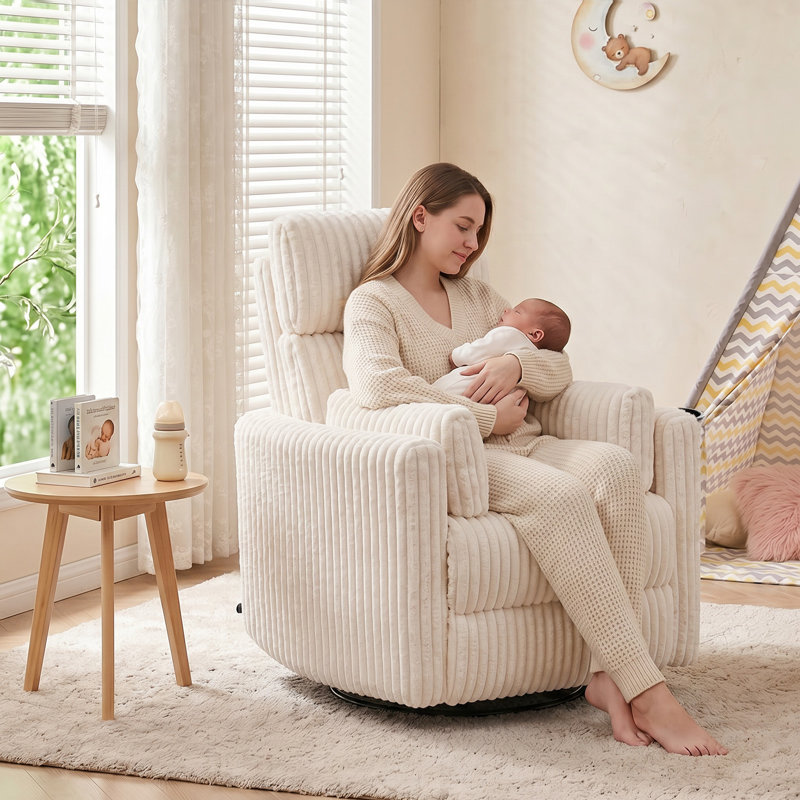 Fauteuil inclinable électrique berçant, fauteuil inclinable avec coussins réglables, accoudoirs ronds et port USB