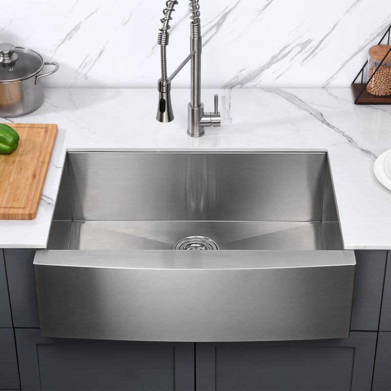 Évier de cuisine à tablier frontal en acier inoxydable à tablier simple l 30 po, 18-Gauge