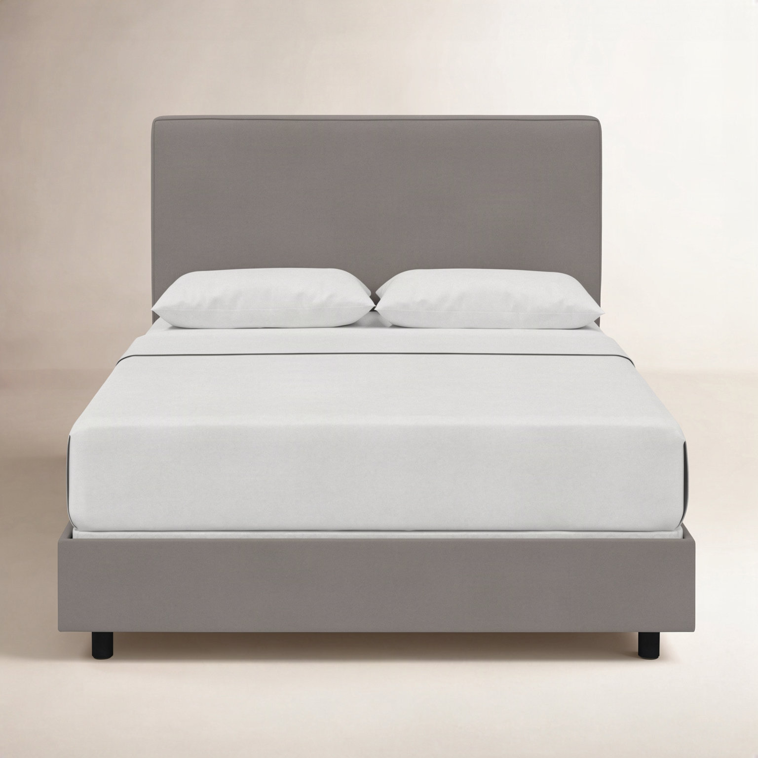 Marquise Cotton Upholstered Bed, Twin, Classic Otter Performance Velvet
