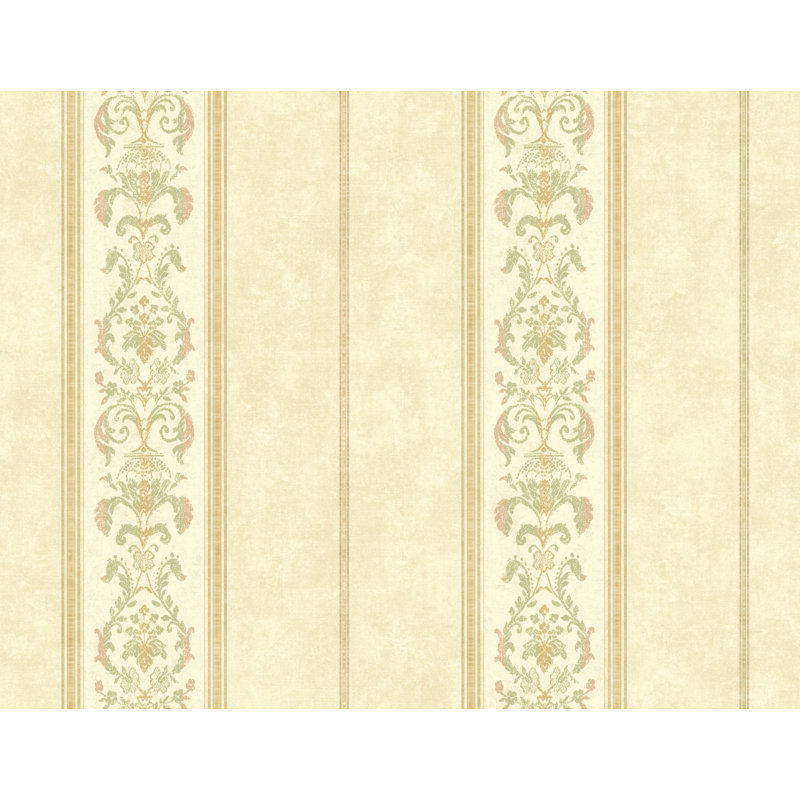 Seabrook Designs Caryl Fleur Stripe Unpasted Wallpaper, Cream