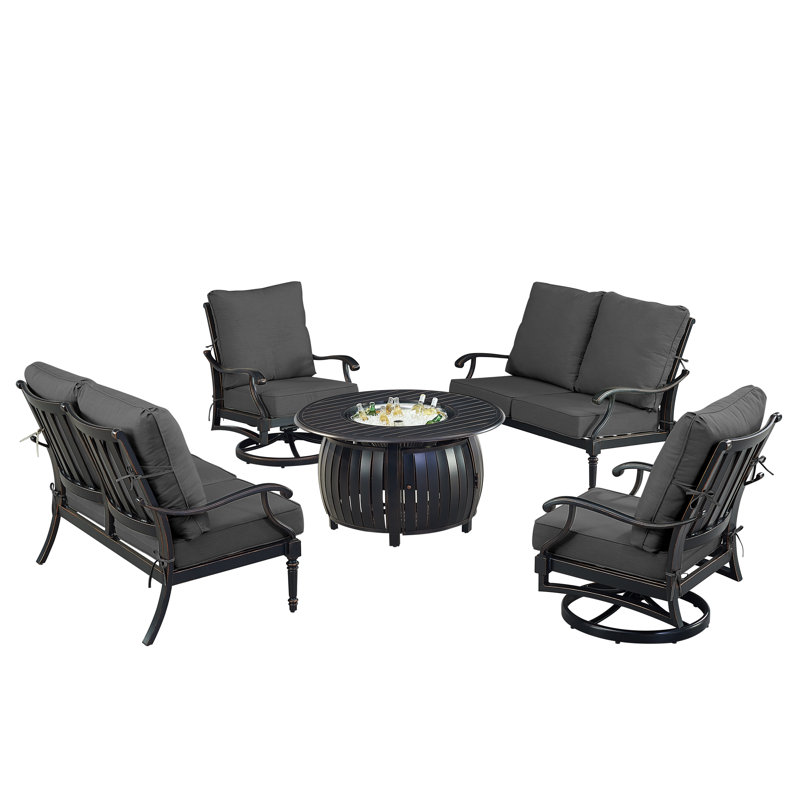 Pailynn Outdoor 6 - Piece Conversation Set, Black