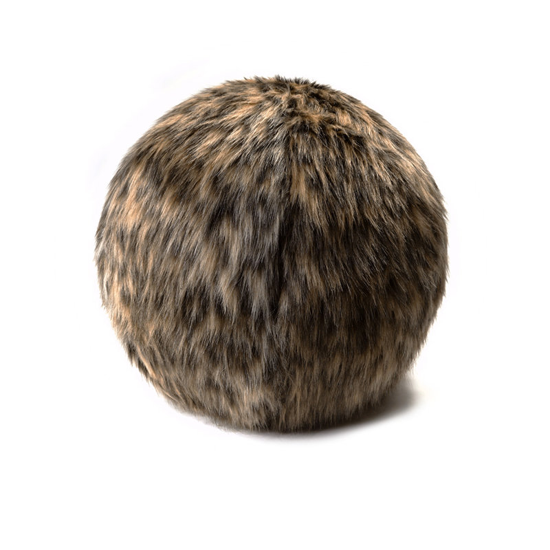 Fur Ball Circular Pillow Cover & Insert, Margay
