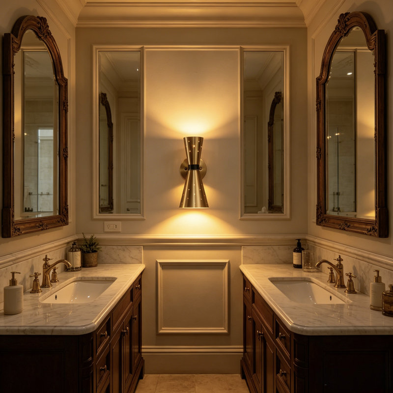 Modern Brass Wall Sconce, Up And Down Gold Wall Lamp E12 Base Vintage Farmhouse Wall Light